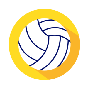 Our Revolution Volleyball Camps Icon of a Volleyball Outlined in Yellow.